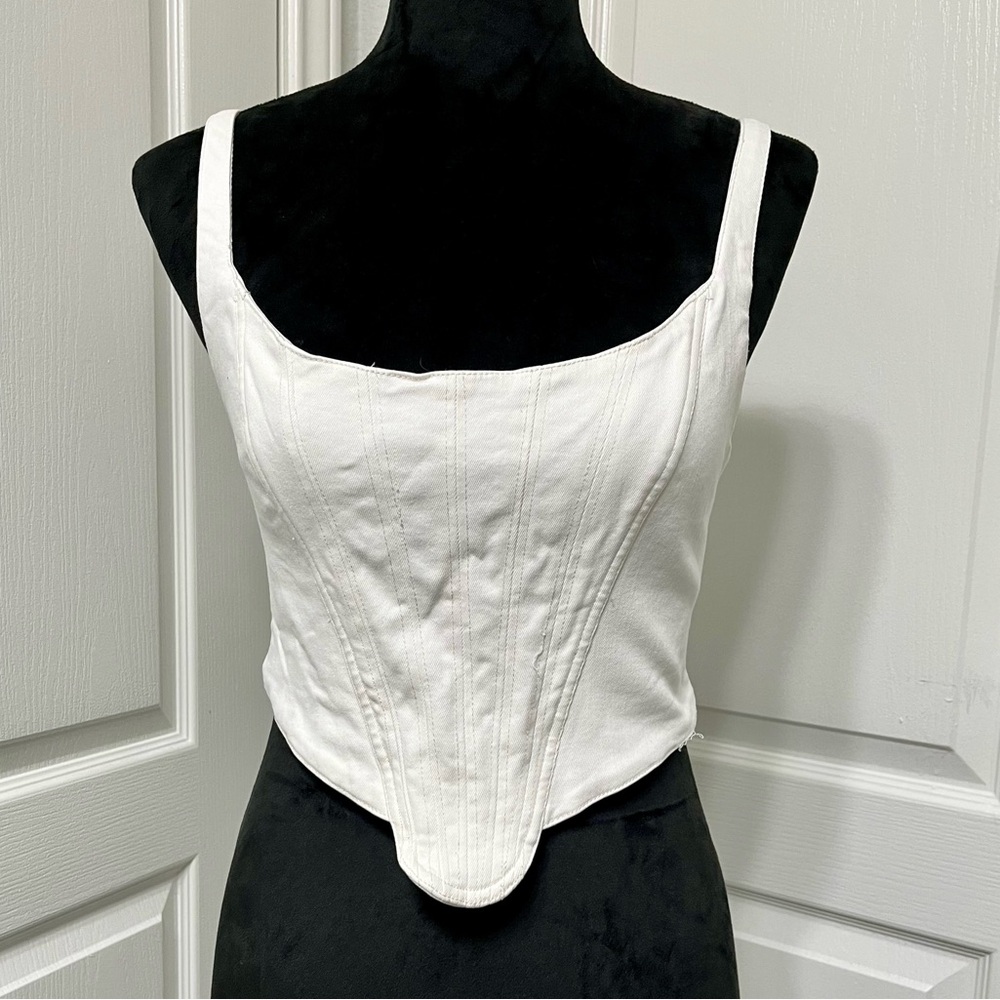 White Corset Jean Top ZARA